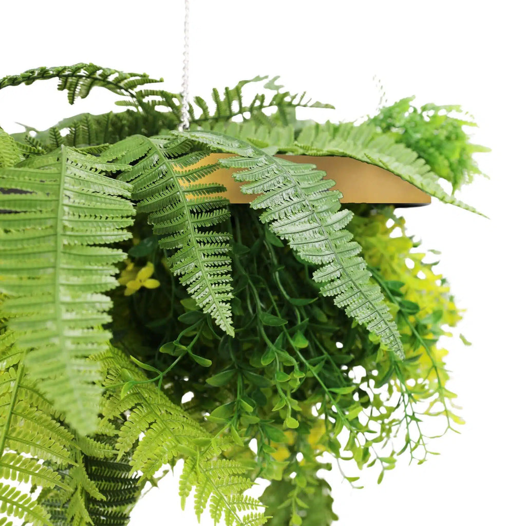 Artificial Hanging Green Wall Disc – Gold Frame (16" Diameter)